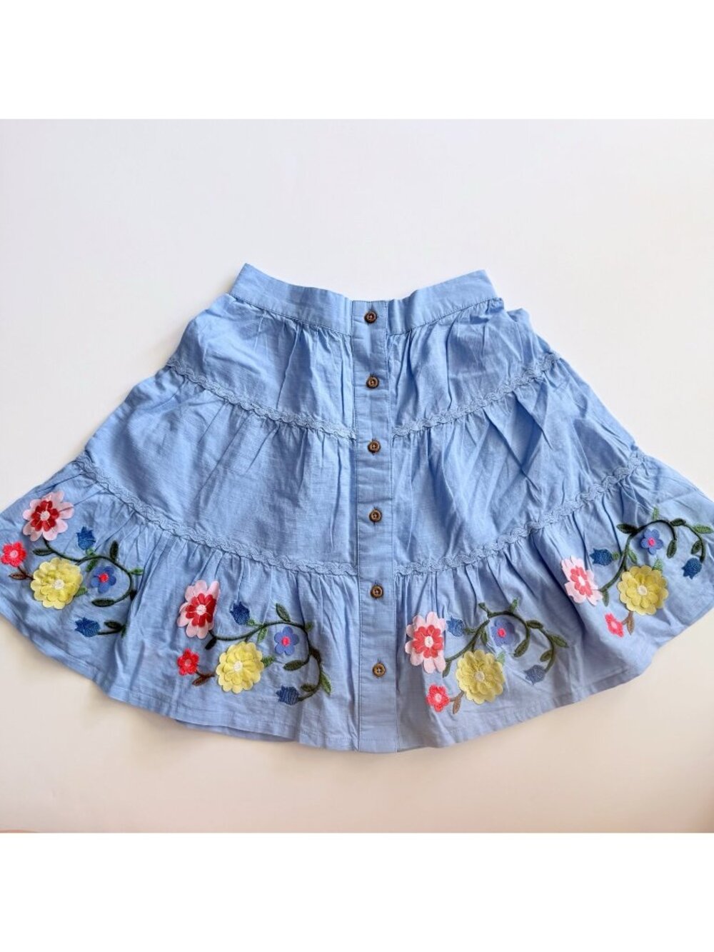 Mini Boden Girl Embroidered Hem Midi Skirt size 7-8 years EUC